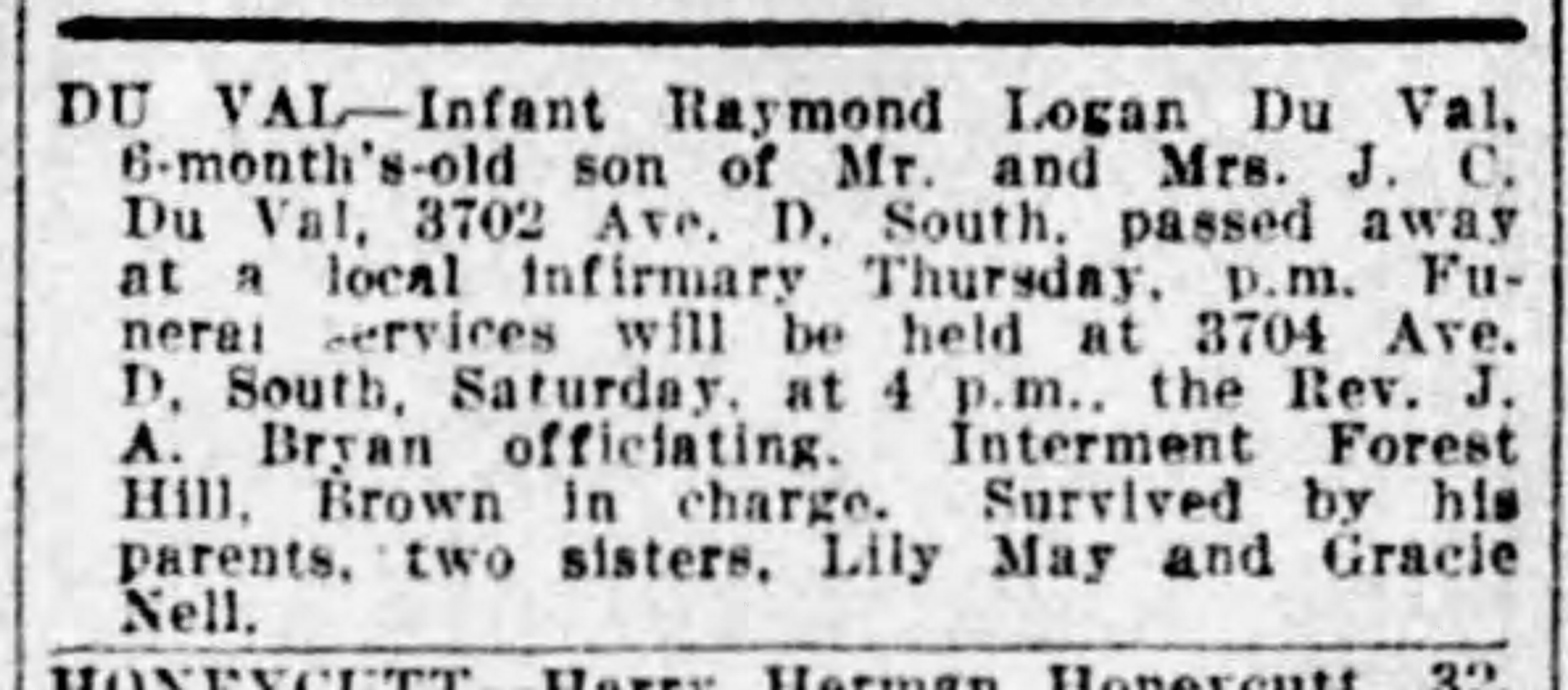 Raymond Logan Du Val obituary